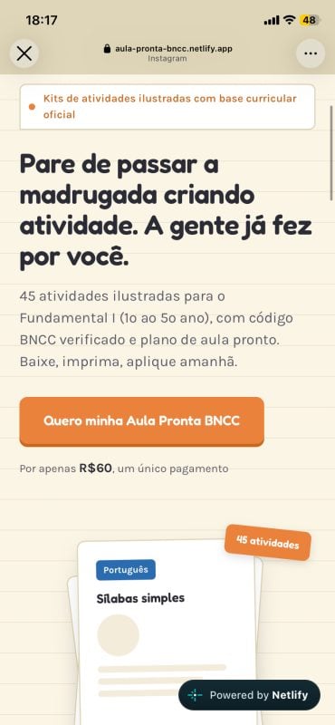Aula Pronta BNCC +de 45 atividades ilustradas p/ professoras