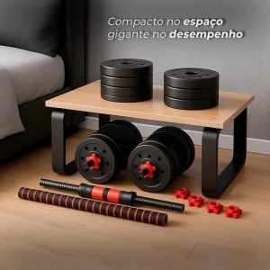 Kit Academia em Casa 15kg Halteres Ajustáveis,Inclui Barra Longa e Presilhas de Segurança — foto 6