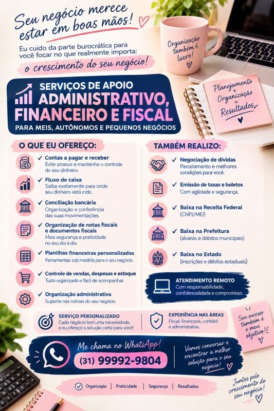 Freelancer serviços Administrativo de Escritório