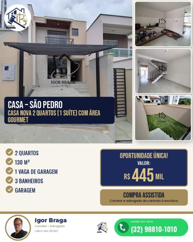 Casa para Venda em Juiz de Fora, São Pedro, 2 dormitórios, 1 banheiro, 1 vaga