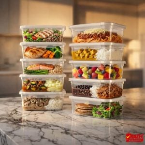 Kit Com 12 Potes Plásticos Retangulares De 800 Ml Com Tampas — foto 3