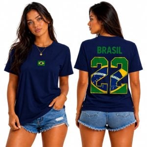 Camiseta Unissex Com Bandeira Brasileira Estampa 22 Brasil Blusa Casual 100% Algodão Prem — foto 11