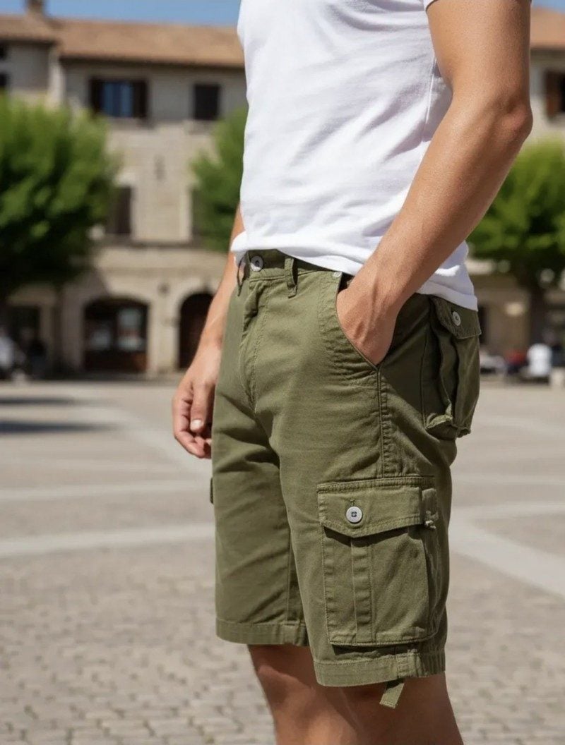 Bermuda Cargo Masculina Verde Militar Estilo e Funcionalidade — foto 2