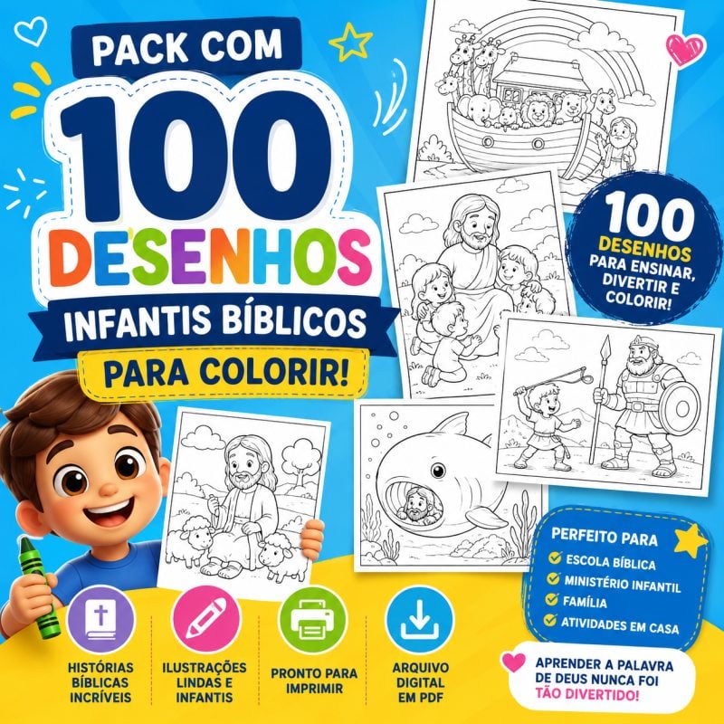 Pack Em Pdf Com 100 Desenhos Para Colorir