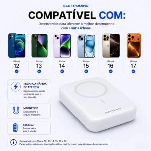 Power Bank Magnético 5000mAh Sem Fio Compatível com MagSafe para iPhone — foto 8