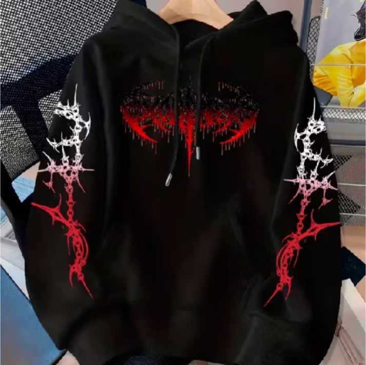  Moletom Canguru Anjo Cyberpunk Gótico Angel Black Estiloso Anime Unissex