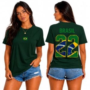Camiseta Unissex Com Bandeira Brasileira Estampa 22 Brasil Blusa Casual 100% Algodão Prem — foto 4