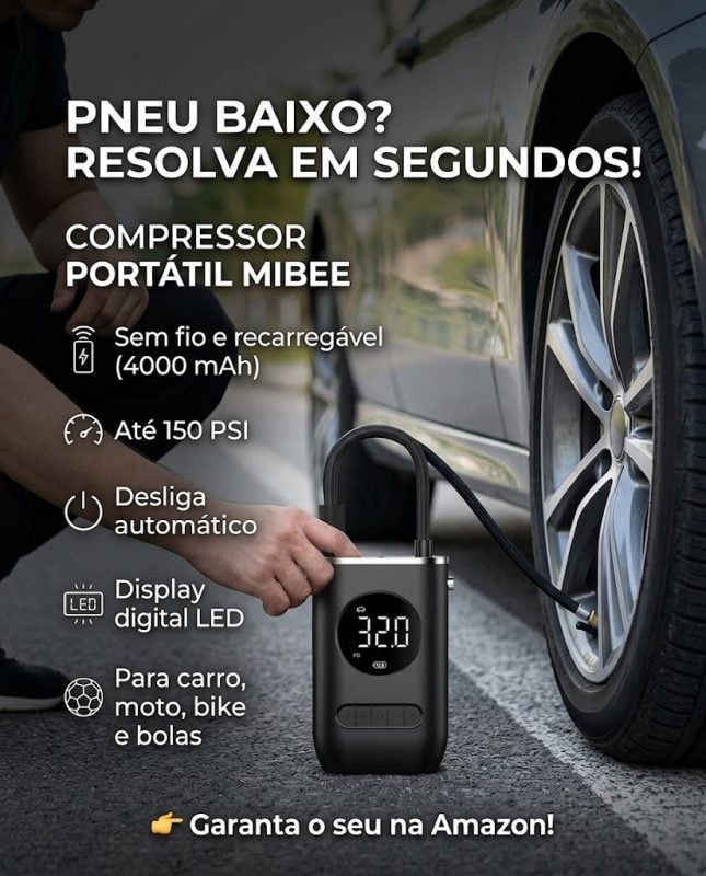 Compressor De Ar Portátil Mibee Tenha Sempre Por Perto!