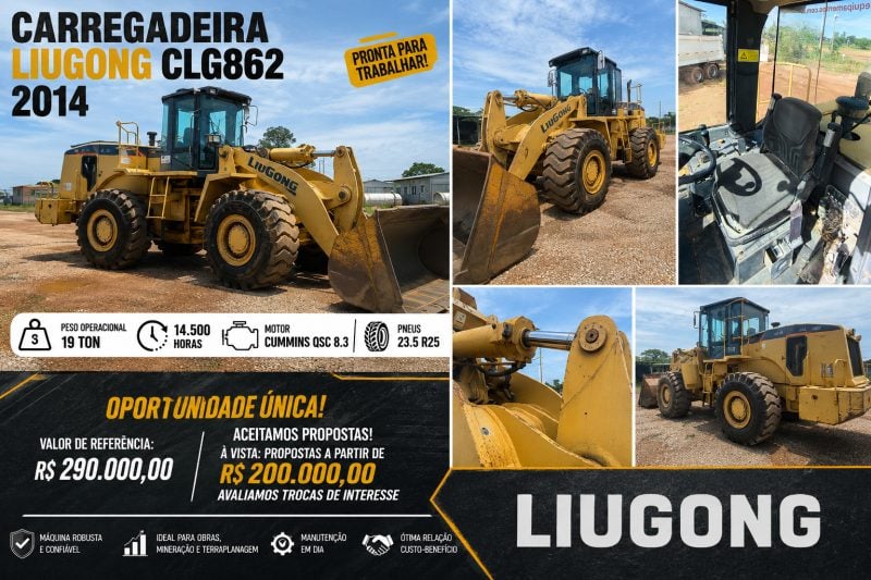 Carregadeira LiuGong CLG862 2014 - Motor Cummins - Excelente Oportunidade