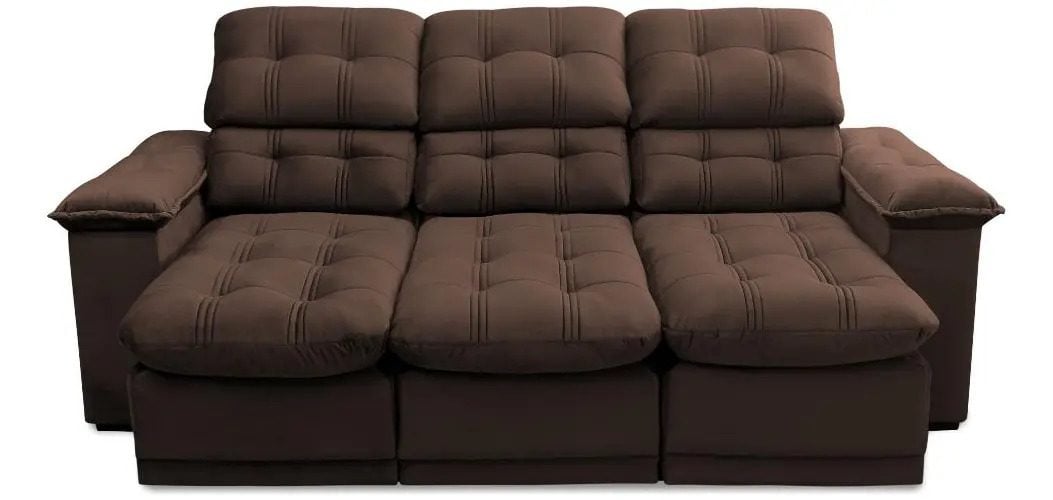 Sofá Retrátil Reclinável Atenas 2,30m Suede Velut Marrom — foto 2