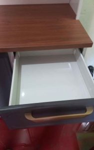Armário de Cozinha Completo Cinza Grafite e Madeira Lindo e Moderno — foto 4