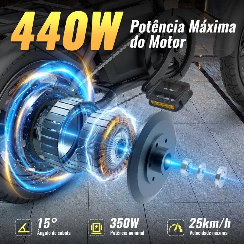 Honeywhale B20 Bicicleta Elétrica, 440w-35km-25km/h-120kg, — foto 2