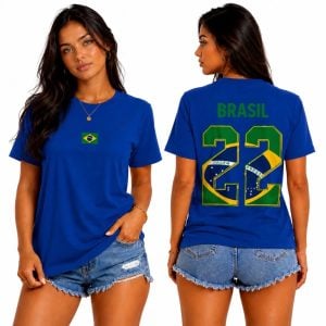 Camiseta Unissex Com Bandeira Brasileira Estampa 22 Brasil Blusa Casual 100% Algodão Prem — foto 7