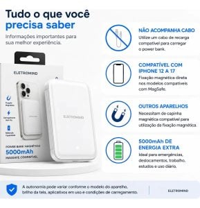 Power Bank Magnético 5000mAh Sem Fio Compatível com MagSafe para iPhone — foto 5