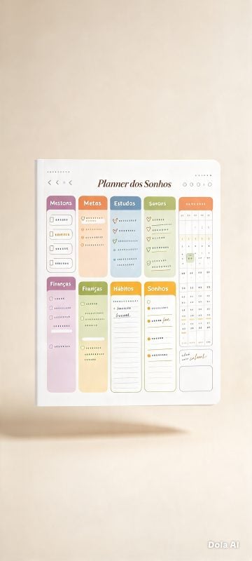 Planner dos Sonhos: Organize Sua Vida e Alcance Suas Metas - PDF Digital