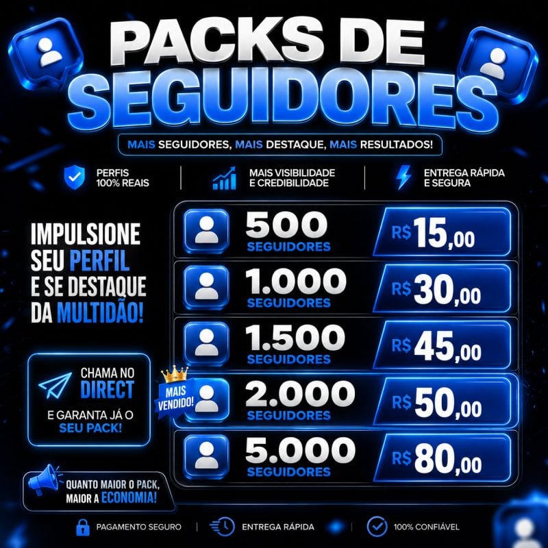 Packs de seguidores reais: vou estar enviando seguidores pra sua conta instantâneamente