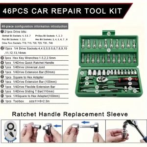 40 Peças / 46 Peças Jogo De Chave Catraca Caixa De Ferramentas para Reparo de Carros / Con — foto 11