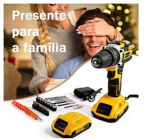 Furadeira parafusadeira De Impacto Sem Fio bateria 21v com Duas baterias recarregáveis 6500 mah