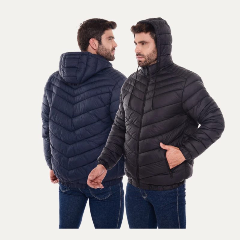 Jaqueta Puffer Masculina Impermeável Bobojaco Capuz Removível Inverno Frio Quente Casual
