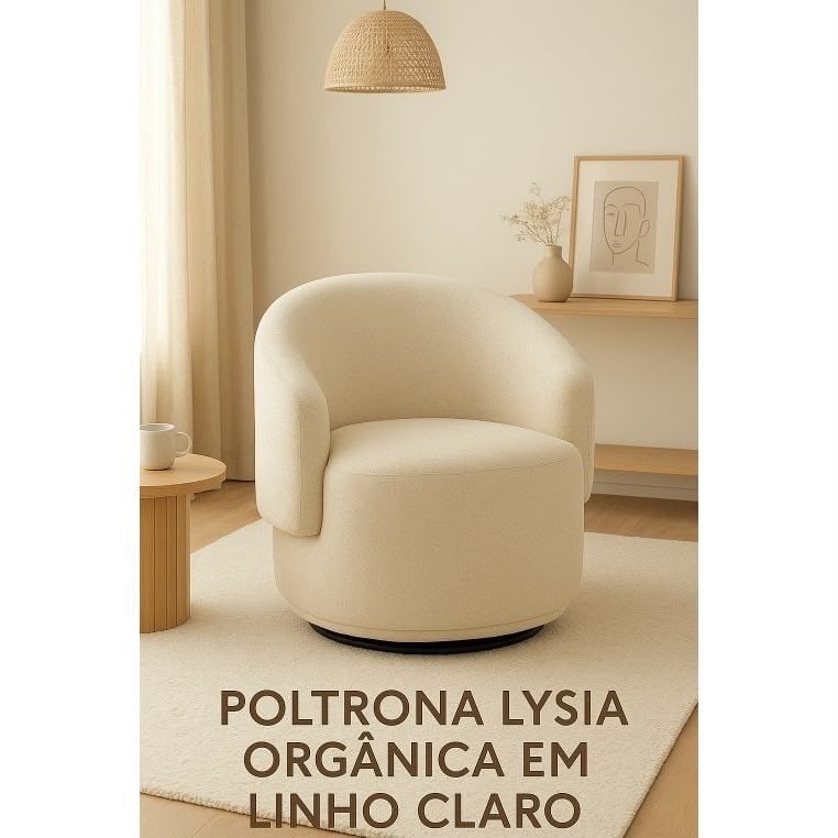 Poltrona Lysia Orgânica em Linho Claro Conforto e Design Natural