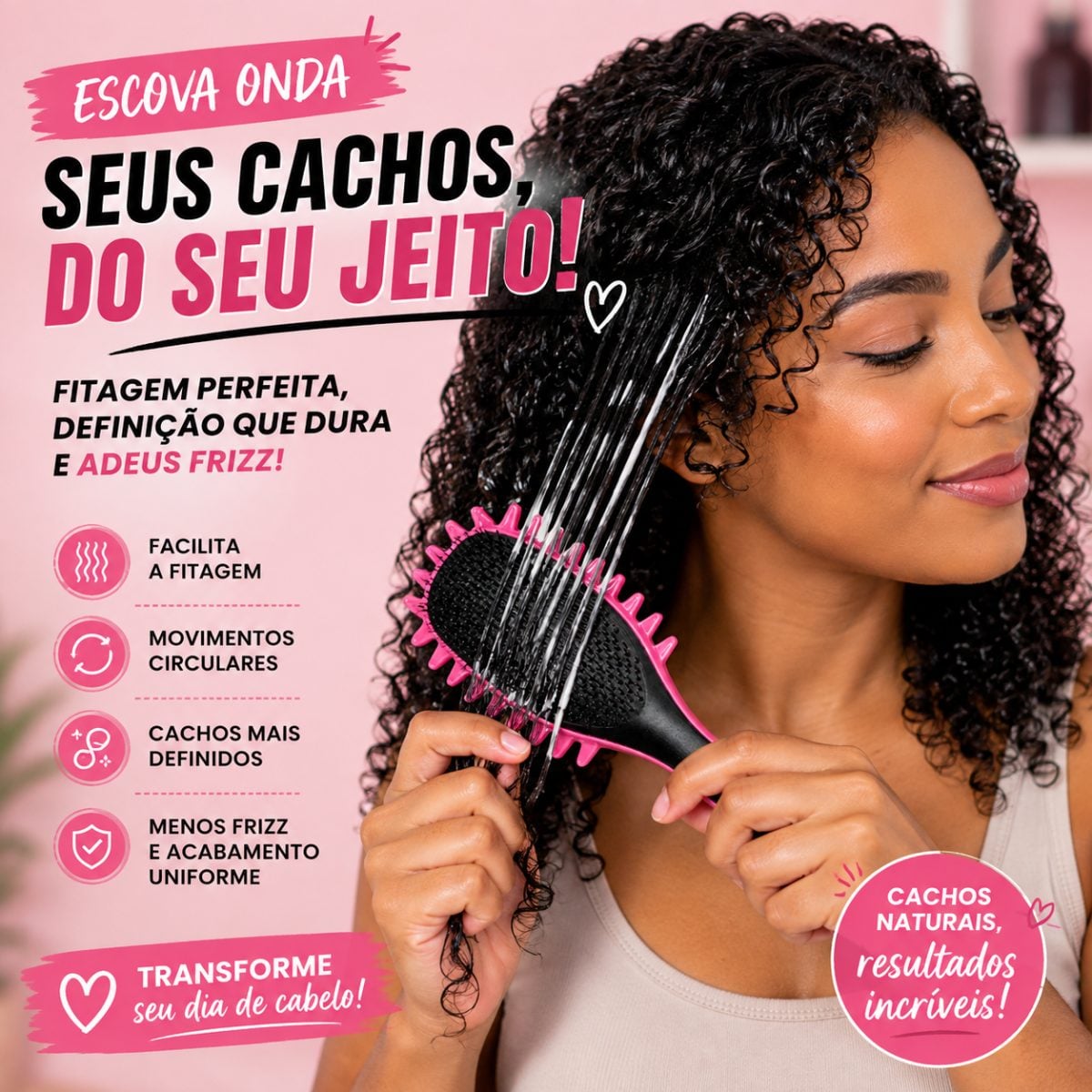 Escova Onda Finalizadora Beauty Flash Definição de Cachos e Finalização para Cabelo Cachea — foto 2
