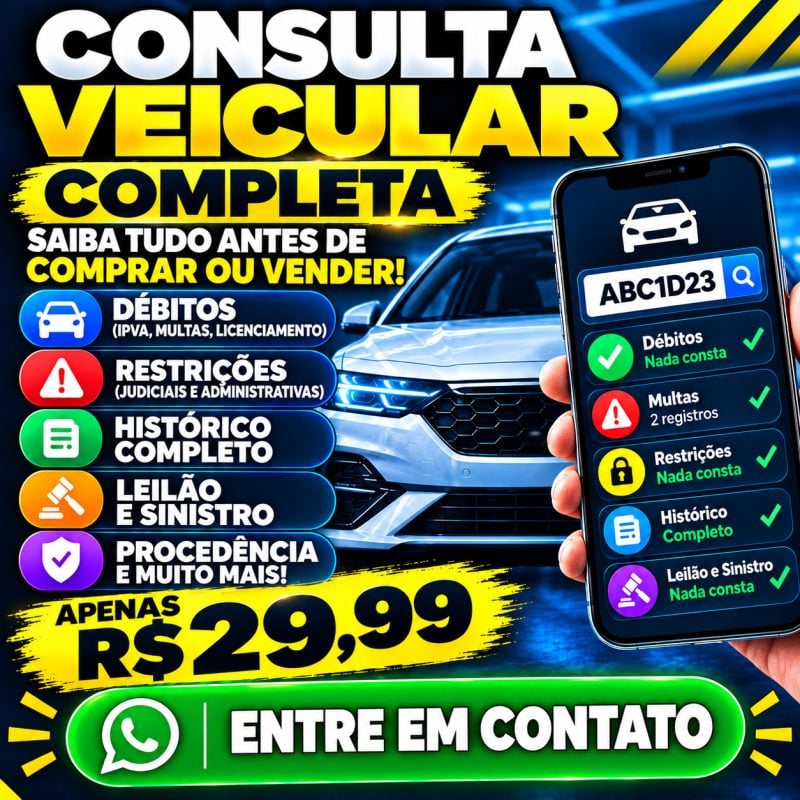 Consulta De Placa - Débitos, Multas, Leilão E Sinistro