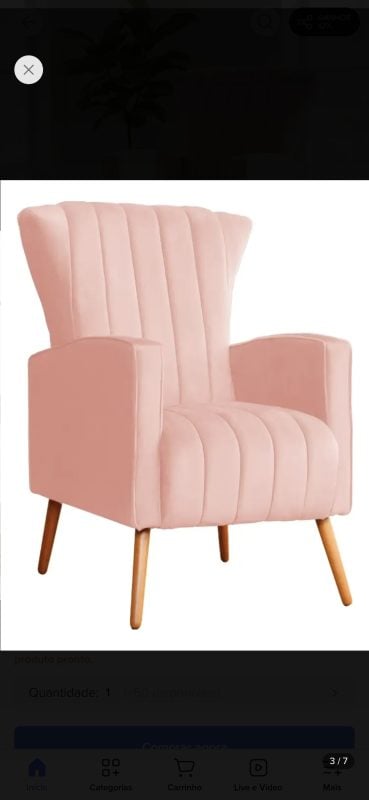 Poltrona Decorativa Melinda Veludo Rosa