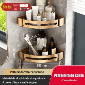 Rack de armazenamento de banheiro em alumínio dourado preto MEIDOO — foto 11