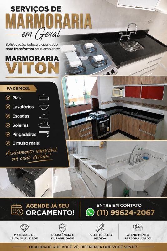Marmoraria Viton Seu Projeto em Mármore e Granito com Qualidade e Acabamento Impecável!