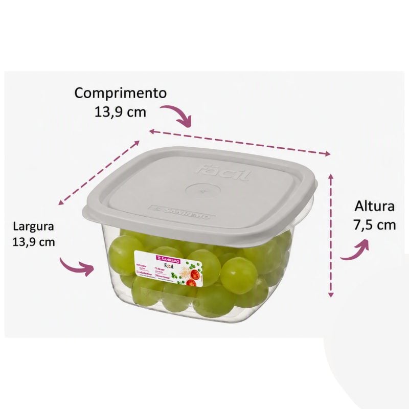 Pote Plastico Kit 3 Potes Facil Sanremo-800ml