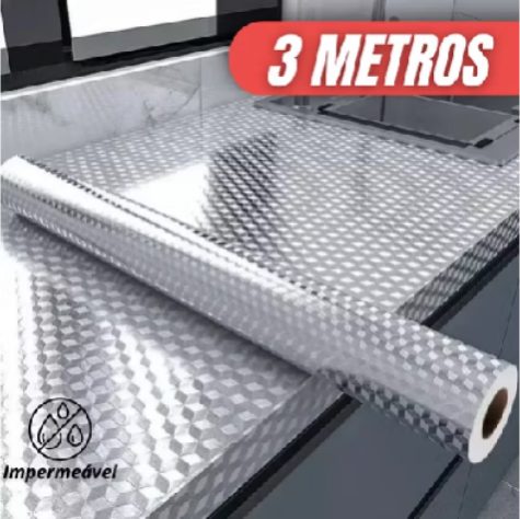 Papel Laminado 3 Metros Adesivo Ultra Resistente Cozinha Parede Moveis Sala