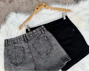 Kit 2 shorts femininos jeans preto+marmorizado levanta bumbum pinças lycra carnaval verão. — foto 3