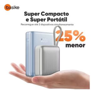 Power Bank Basike 10000 mAh com Cabo USB-C e Carregamento Rápido 35W para iPhone e Samsung — foto 6