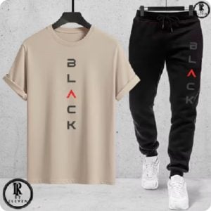 Kit conjunto camiseta e calça moletom moda masculina camiseta casual blak malha algodão — foto 3