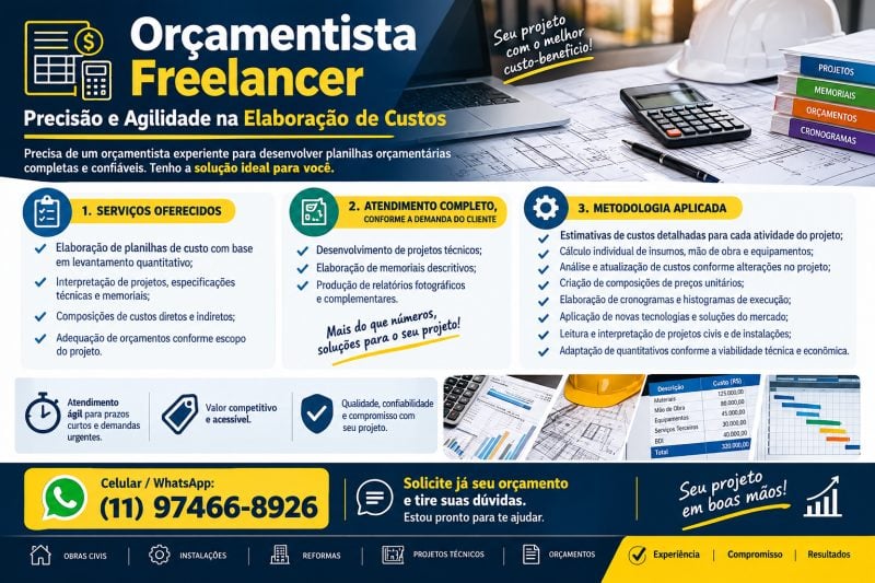 Orçamentista Freelancer Precisão e Agilidade na Elaboração de Custos