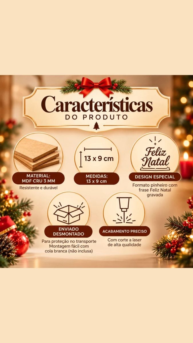 Kit 10 Árvores de Natal Decorativas MDF 3mm Lembrancinha — foto 2