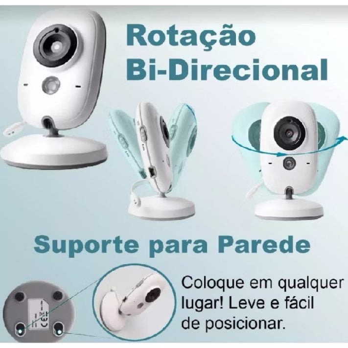 Babá Eletrônica com Monitor Visão Noturna Áudio Bidirecional Sensor de Temperatura Monitor — foto 2