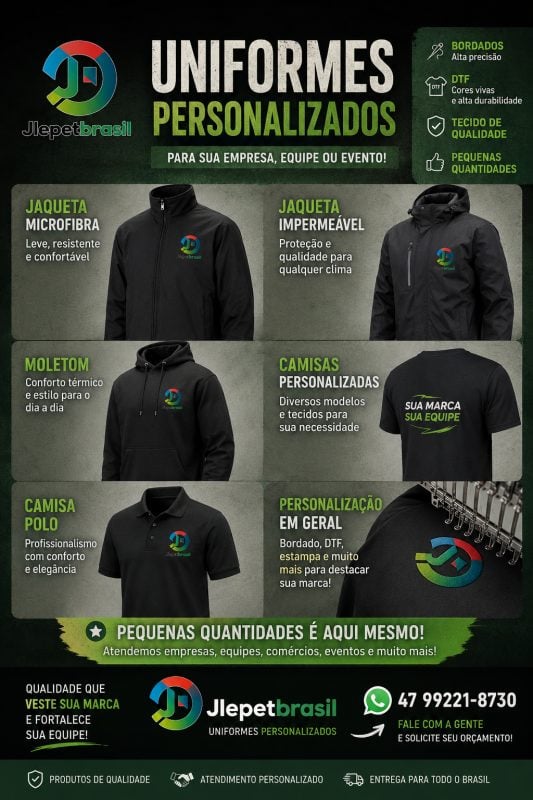 Uniformes Personalizados Camisetas, Polo, Jaquetas, Moletons, Bordados e DTF
