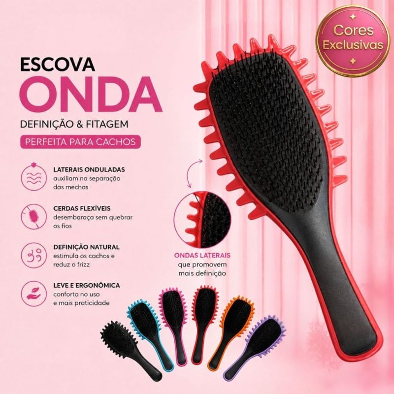 Escova Onda Finalizadora Beauty Flash Definição de Cachos e Finalização para Cabelo Cachea