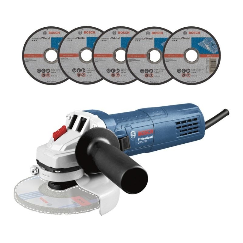 Esmerilhadeira angular 4.1/2" 710W com 5 Discos - GWS 700 Bosch