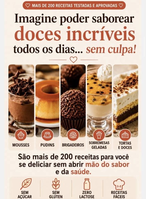 200 receitas de doce fit 0 açúcar
