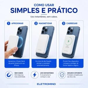 Power Bank Magnético 5000mAh Sem Fio Compatível com MagSafe para iPhone — foto 4