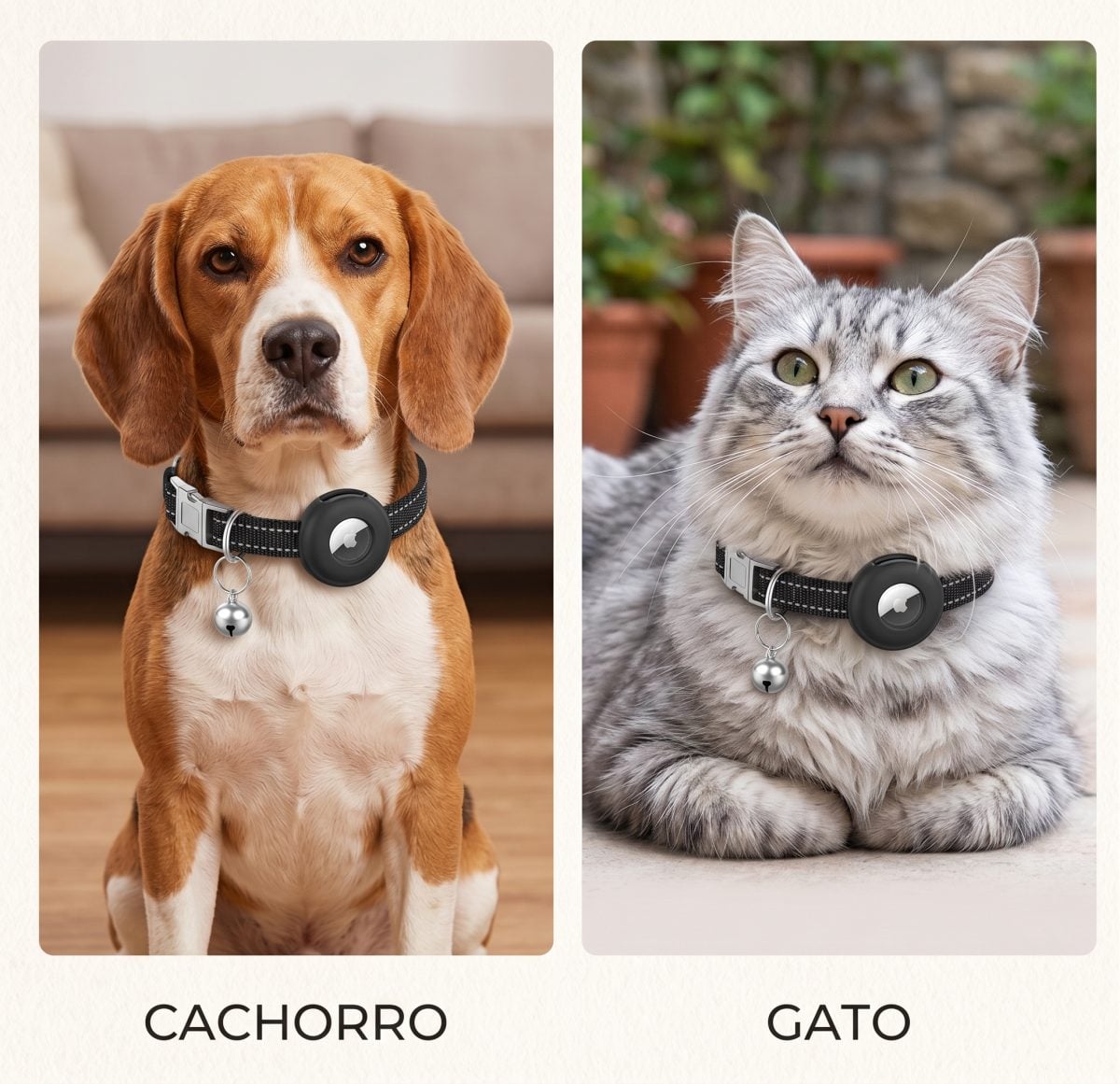 Coleira pet para Airtag com capa silicone refletiva e sino ( gatos, cachorros ajustavél) — foto 2