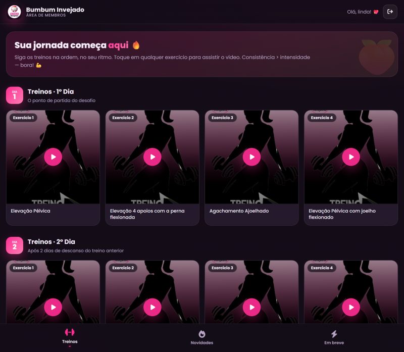 Curso de treinos para glúteos em casa - aulas em vídeo (acesso digital)