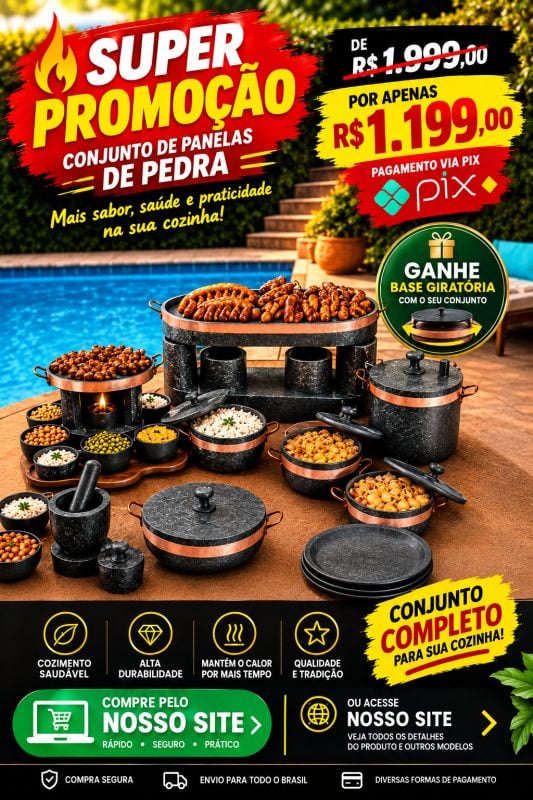 Conjunto de panelas de Pedra