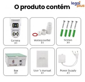 KIT Câmera De Segurança Lente Dupla IP66 Wi-Fi 360° Sensor Movimento Visão Noturna+MICROSD 16GB — foto 3