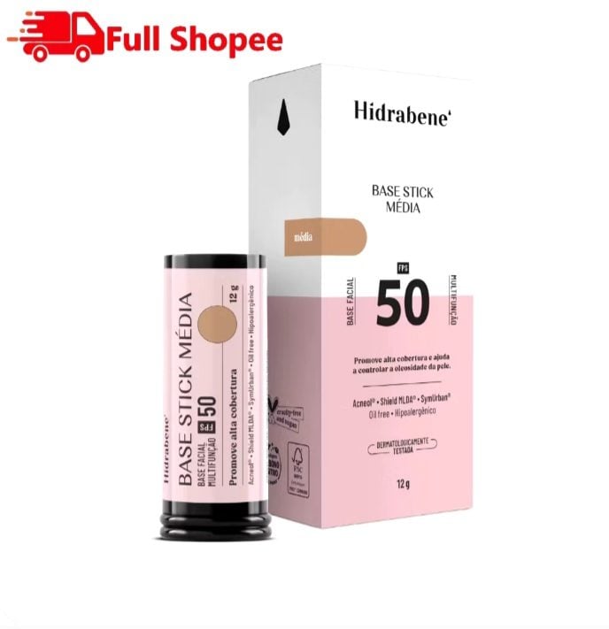 Base Stick Facial Hidrabene FPS 50 Multifunção Alta Cobertura 12g