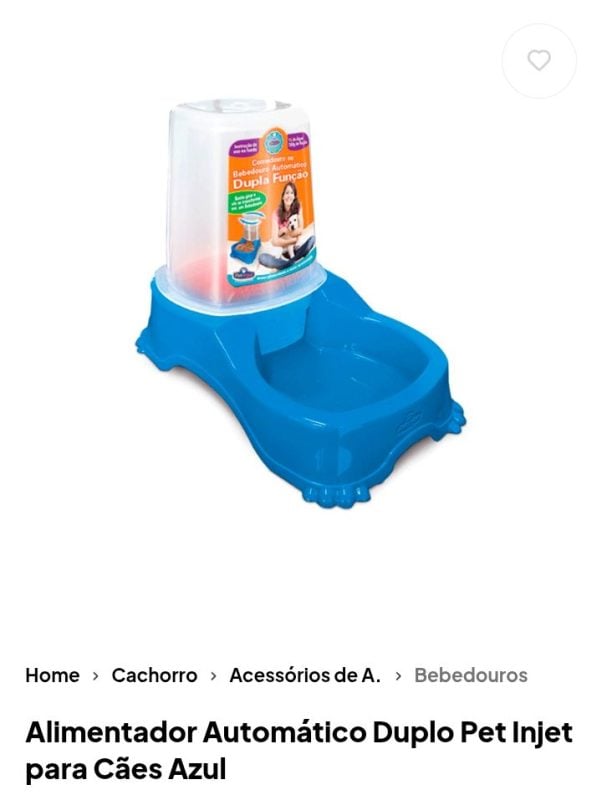Alimentador Automático Duplo Pet Injet para Cães Azul