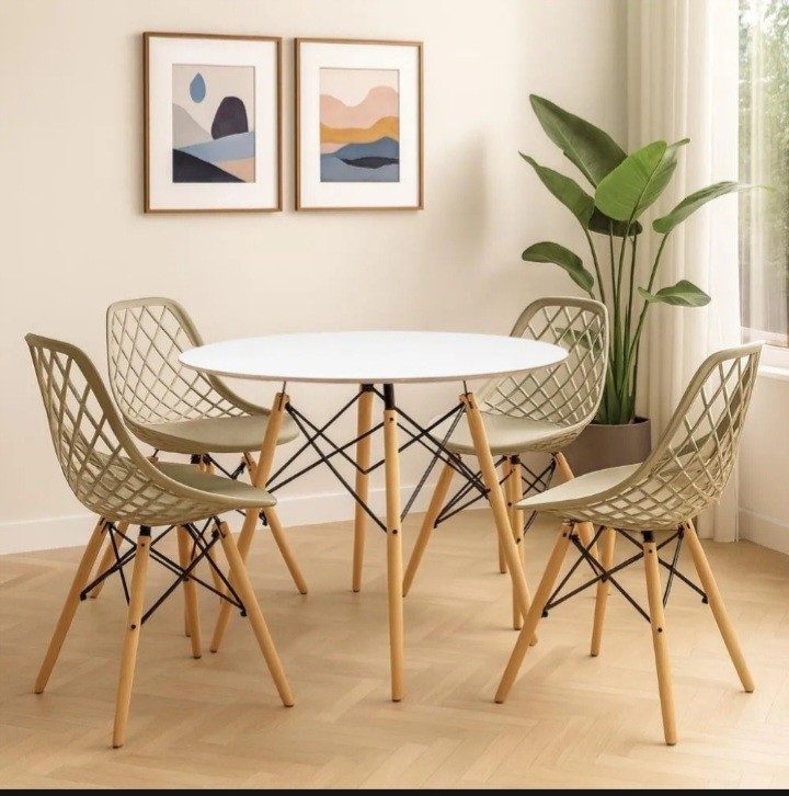 Conjunto de Mesa Emas 90cm + 4 Cadeiras Kaila Daw