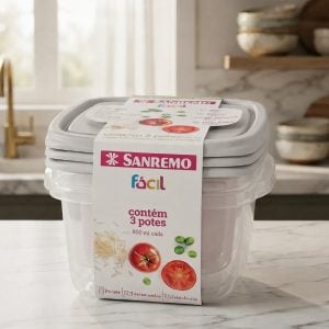 Pote Plastico Kit 3 Potes Facil Sanremo-800ml — foto 7